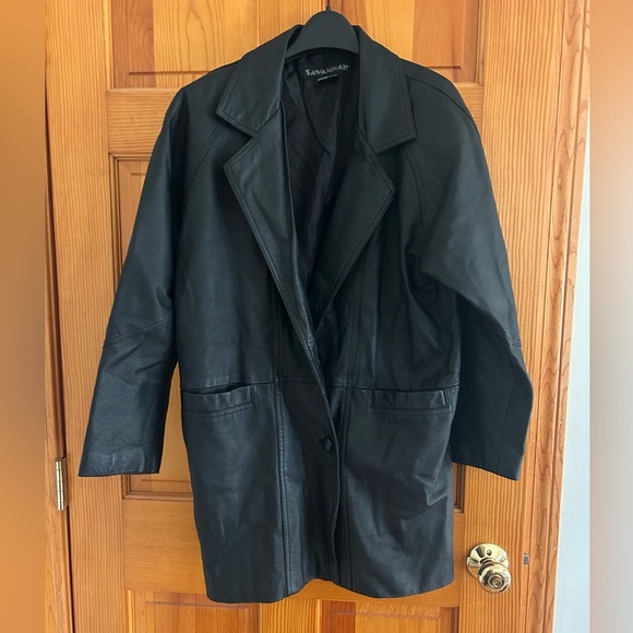 Savannah Jackets & Blazers - Vintage Black Leather Long Jacket